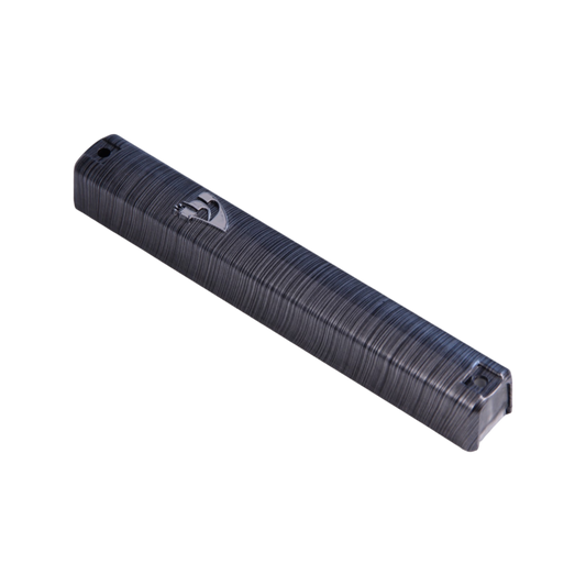 Plastic Mezuzah - Metallic Gray Striped