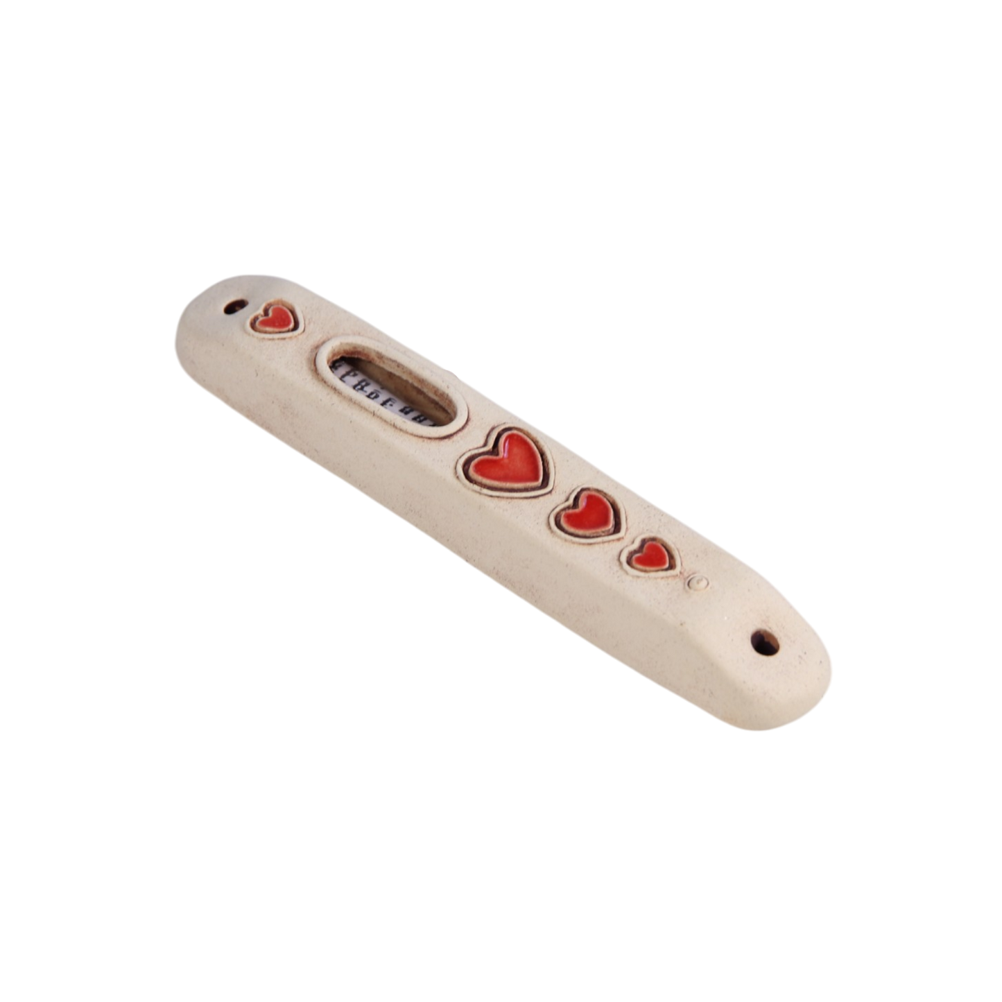 Ceramic Mezuzah - Hearts, Flowers