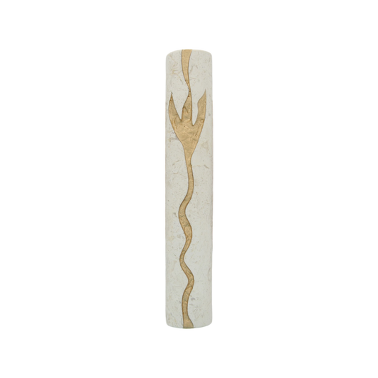 Jerusalem Stone Mezuzah with Shin - Plant motive