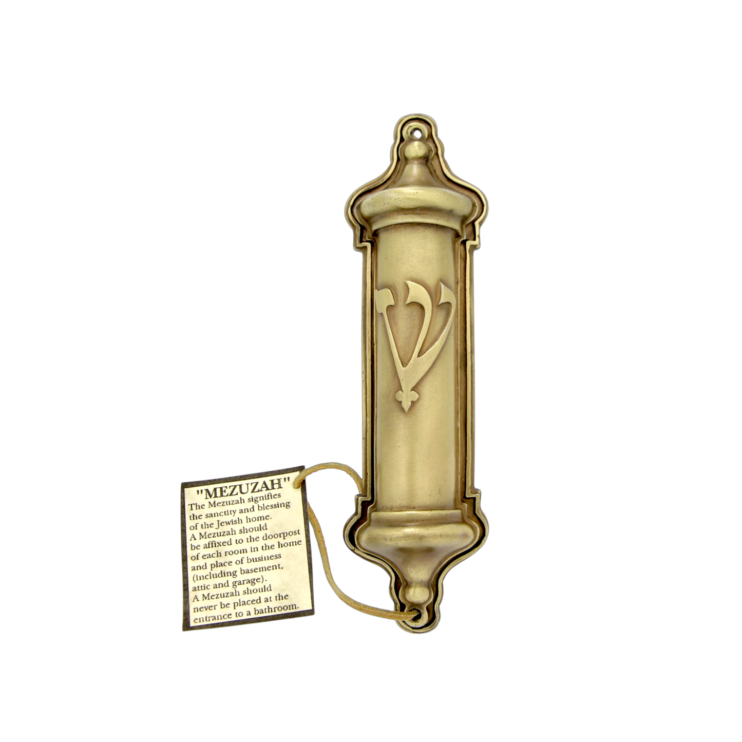Brass Mezuzah with Shin