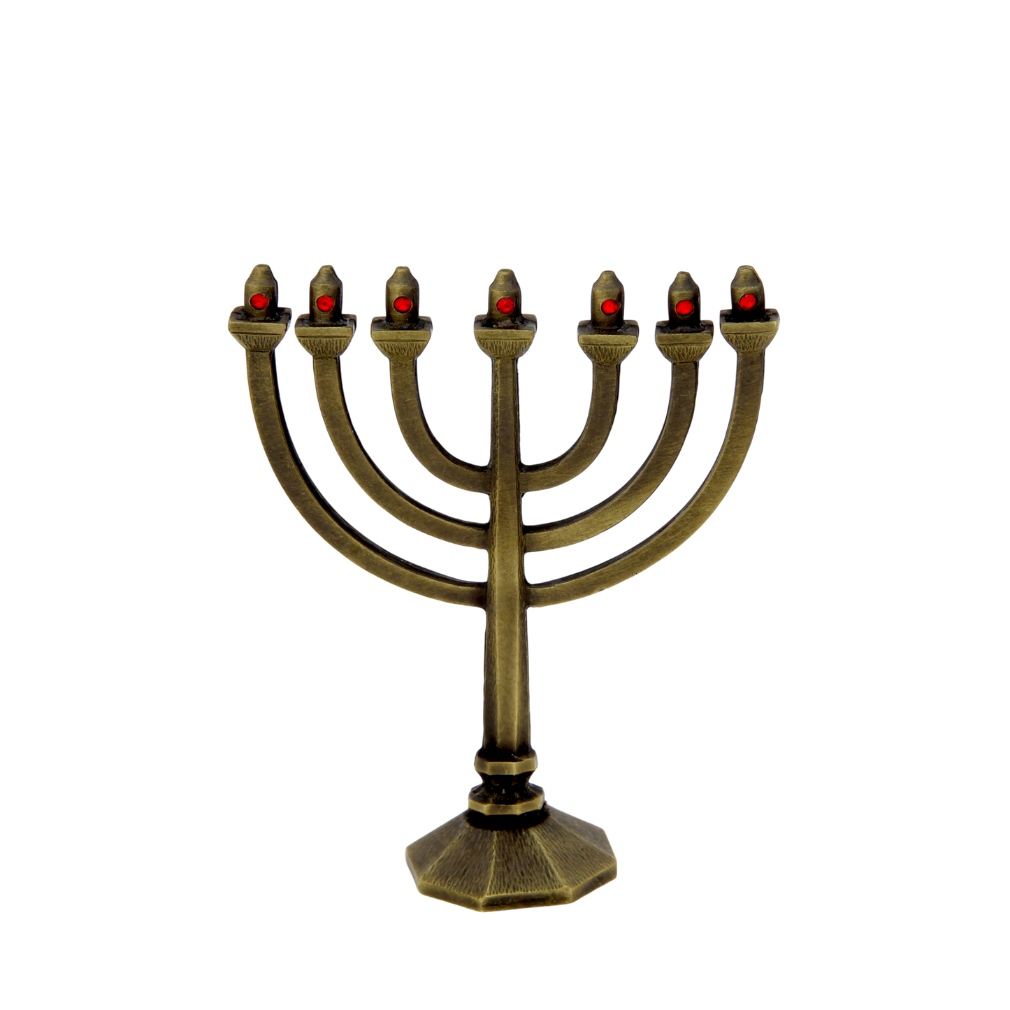 Crystal Mini-Menorah - Old Brass - Light Siam
