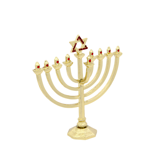 Crystal Mini-Chanukiah - Gold plated - Light Siam