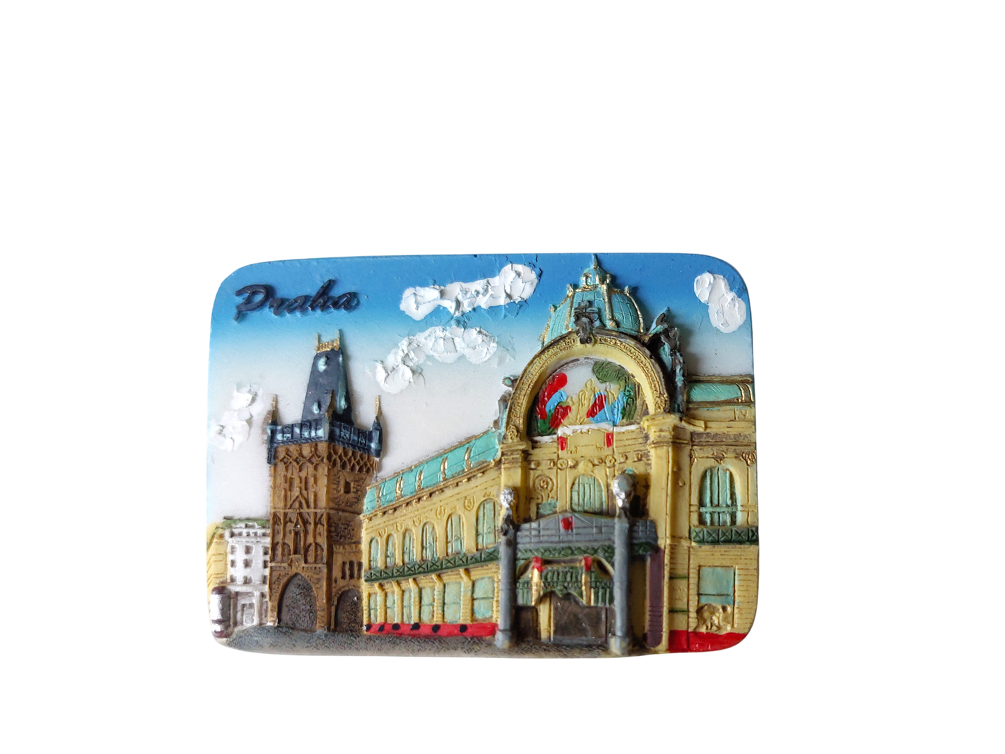 Keramický magnet - Praha - Obecní dům a Prašná brána