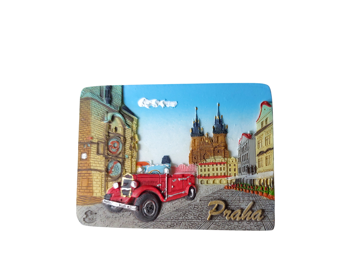 Keramický magnet - pražské historické vozy