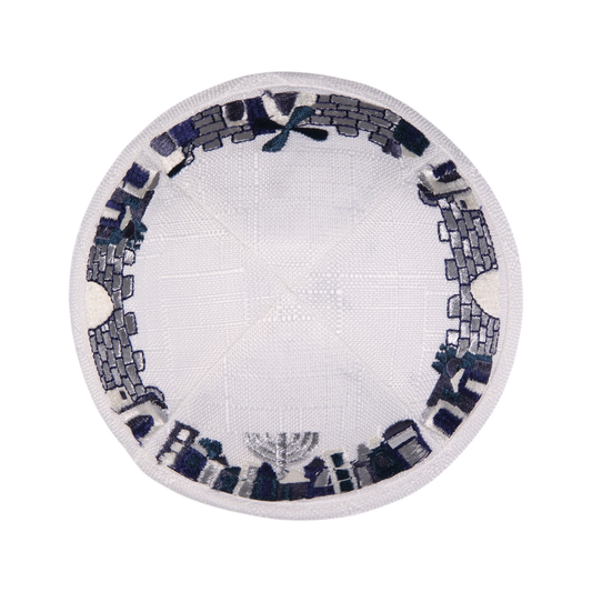 Linnen Kippah with hair pin - White