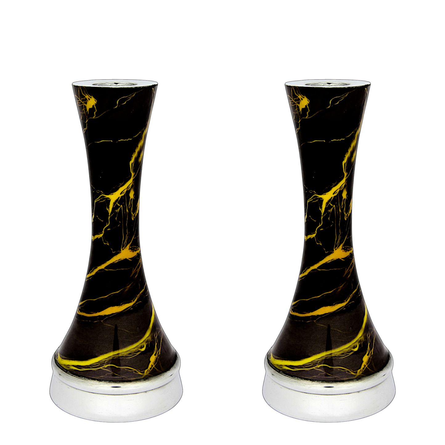 Shabbat Aluminium Candlesticks - Marble Design