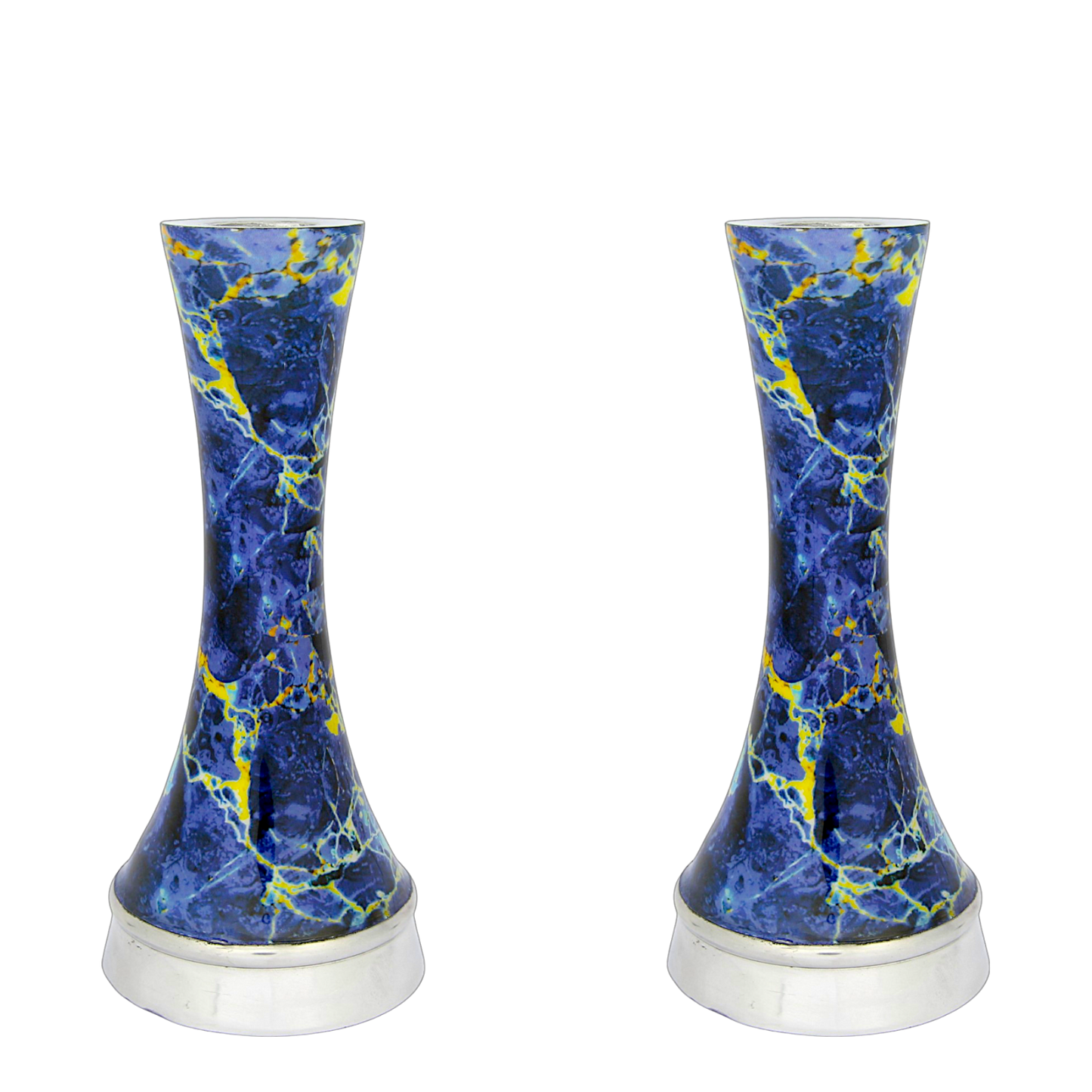 Shabbat Aluminium Candlesticks - Marble Design