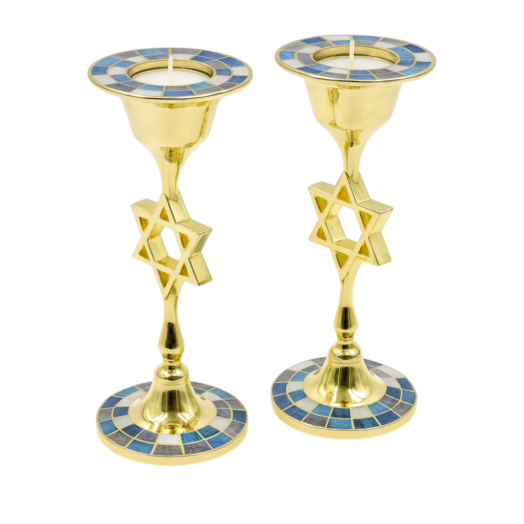 Modern Metal Candlesticks with Star of David