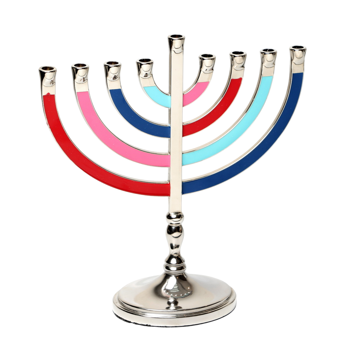 Chanukiah Menorah Silver Colour - Multicoloured Enamel