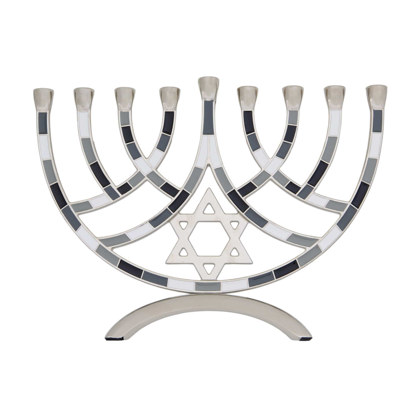Chanukiah Menorah Star of David - Grey - Black