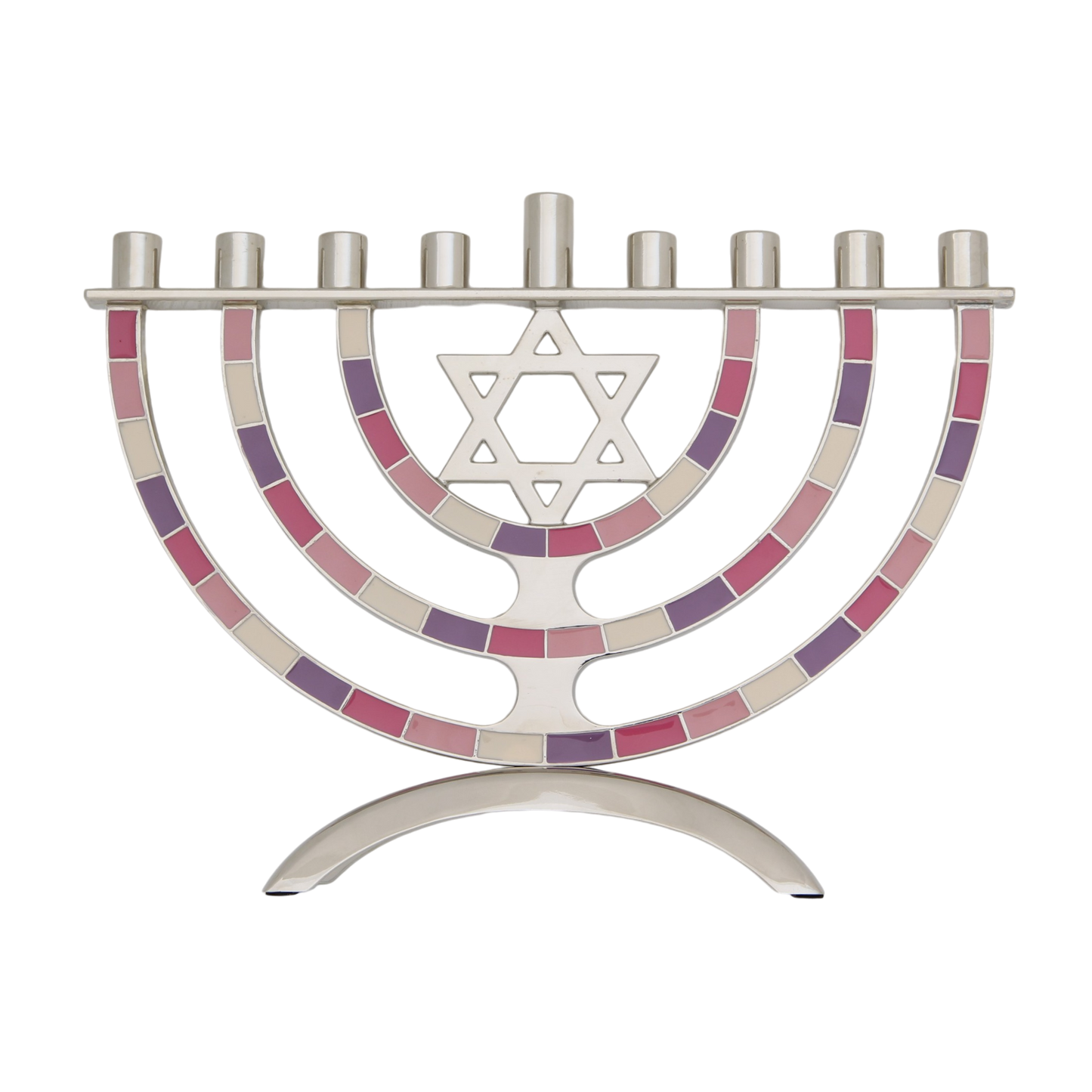 Chanukový svícen s Davidovou hvězdou - růžovo - fialový 2