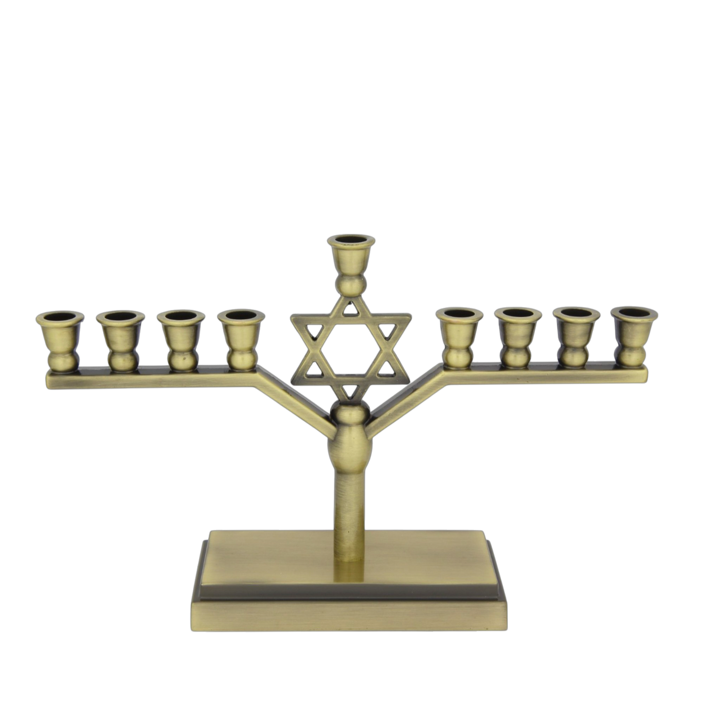 Chanukiah Menorah with Star of David - Old Brass