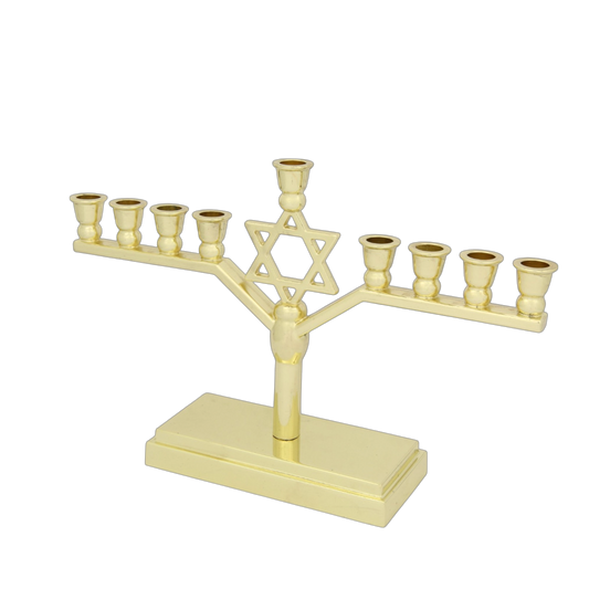 Chanukiah Menorah with Star of David - Brass