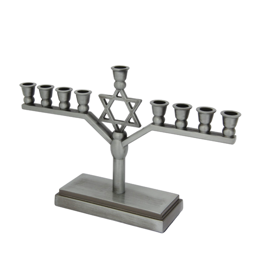 Chanukiah Menorah with Star of David - Pewter