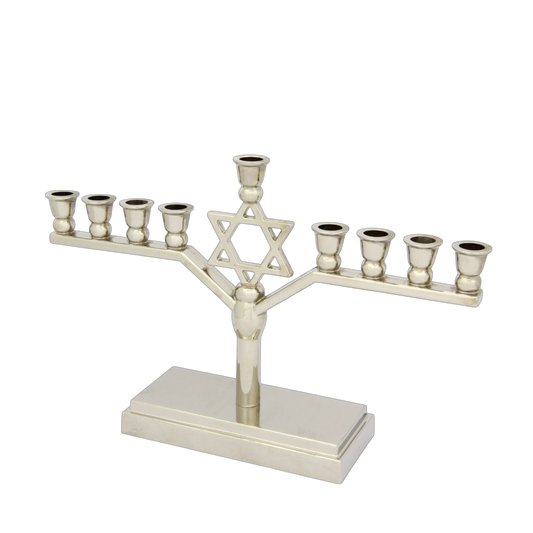 Chanukiah Menorah with Star of David - Nickel