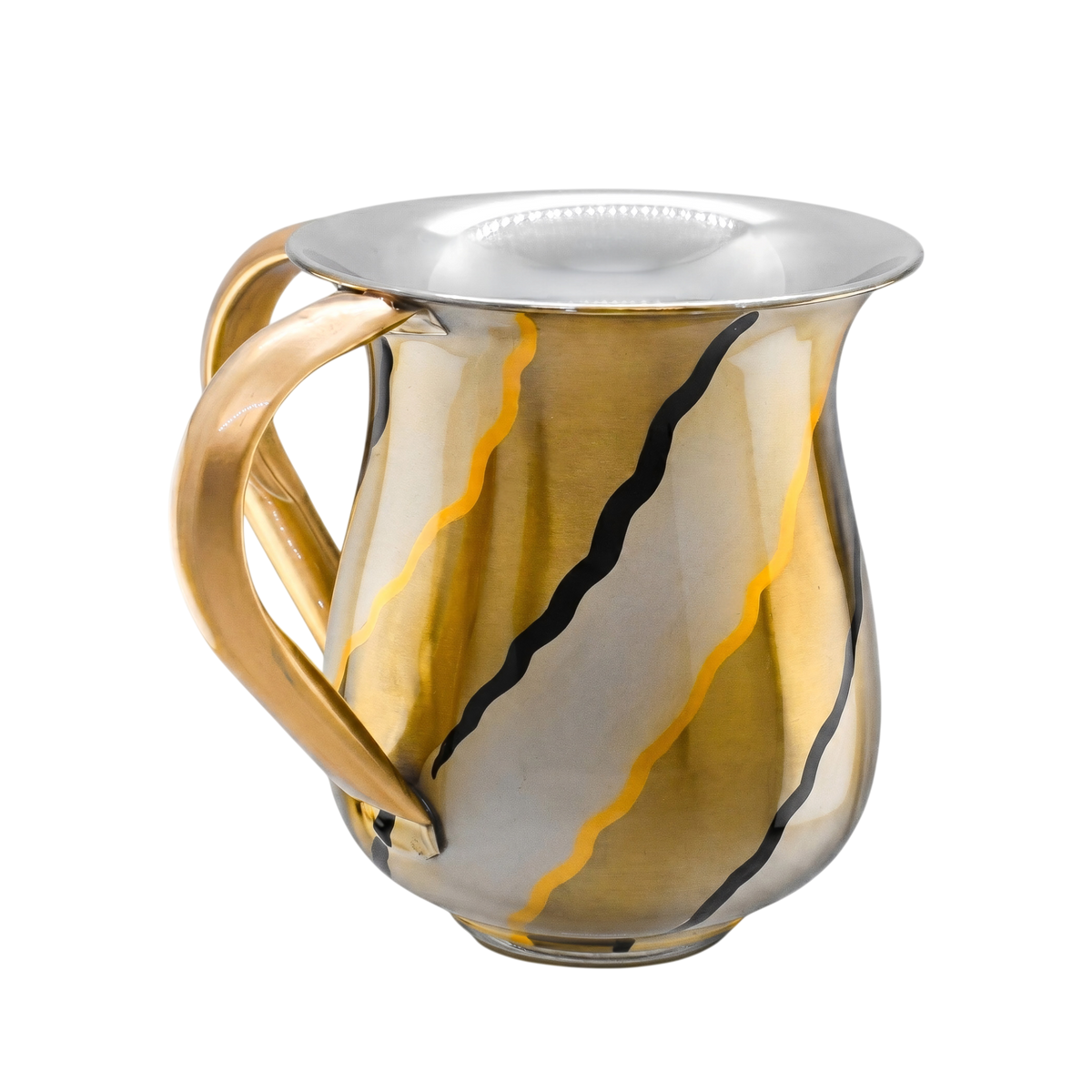 Stainless Steel Washing Cup - Gold and Black Waves