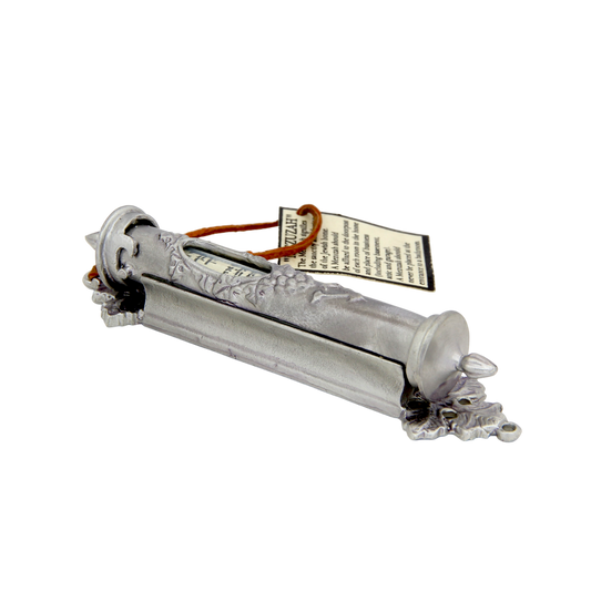 Tin Mezuzah - Floral motif with Shin