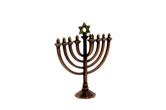 Crystal Mini-Chanukiah - Old Copper - Olivine