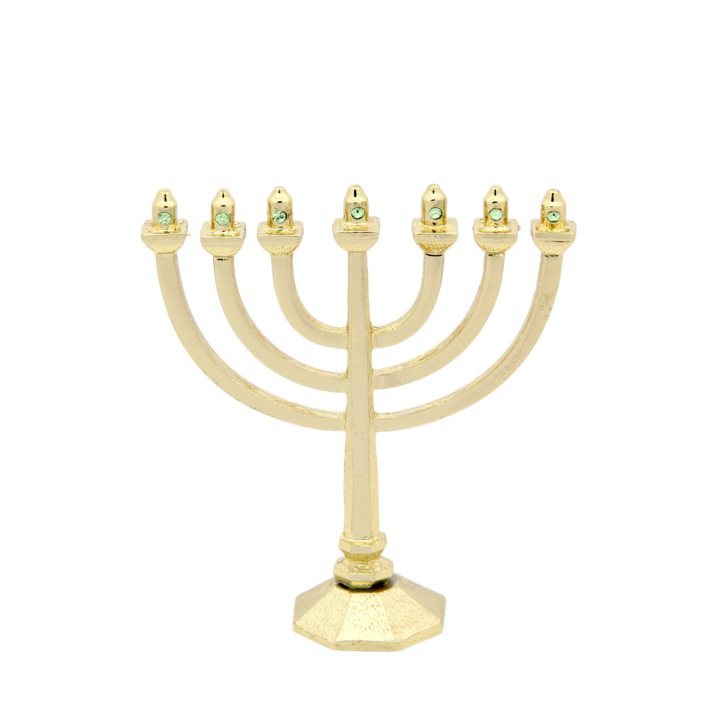 Crystal Mini-Menorah - Gold plated - Peridot