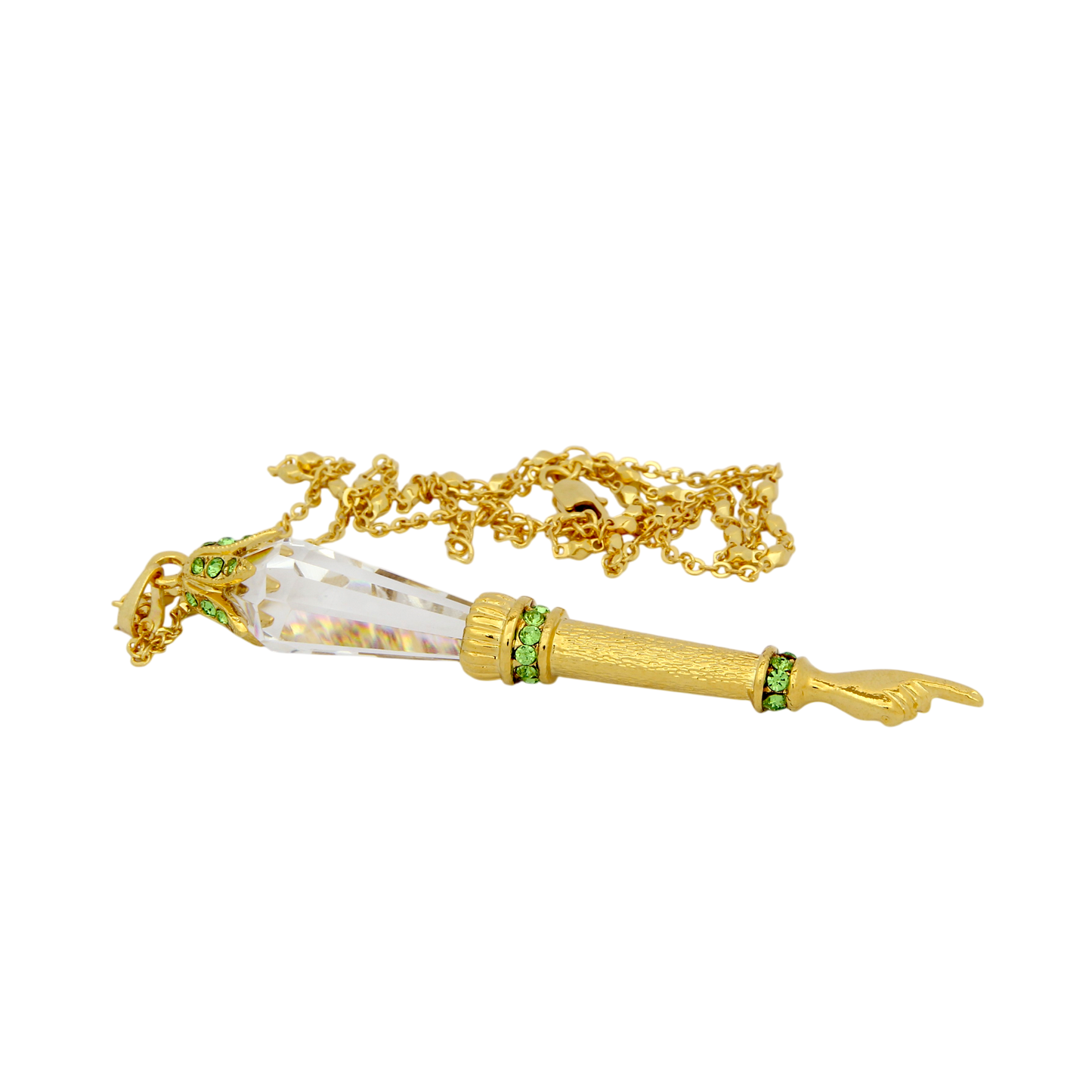 Crystal Torah Pointer Small - Gold plated - Peridot
