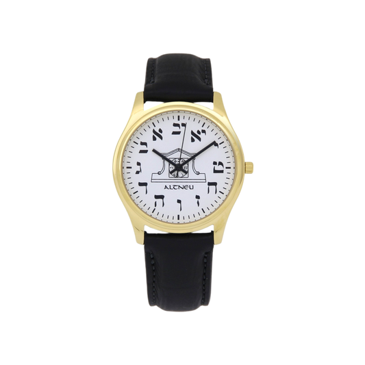 Mens Altneu Hebrew backwards watch - Black Leather