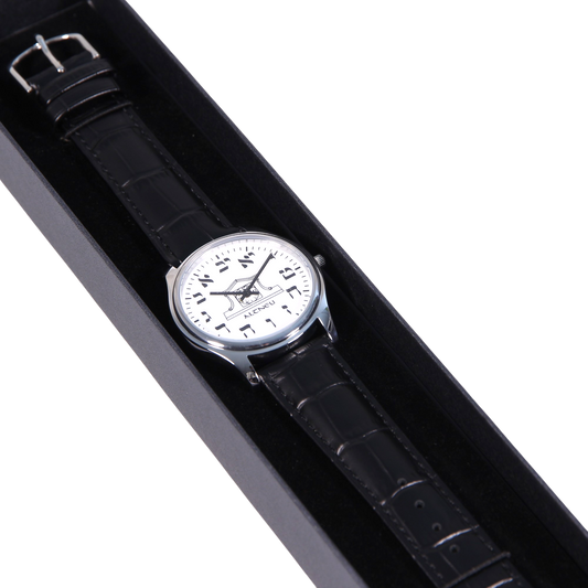 Mens Altneu Hebrew backwards watch - Black Leather
