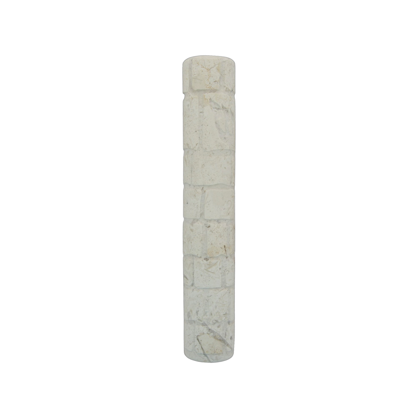 Jerusalem Stone Mezuzah with Shin - White