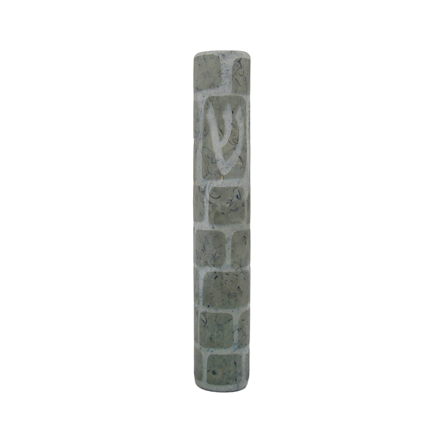 Jerusalem Stone Mezuzah with Shin - Grey