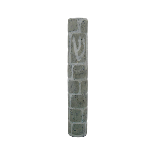 Jerusalem Stone Mezuzah with Shin - Grey