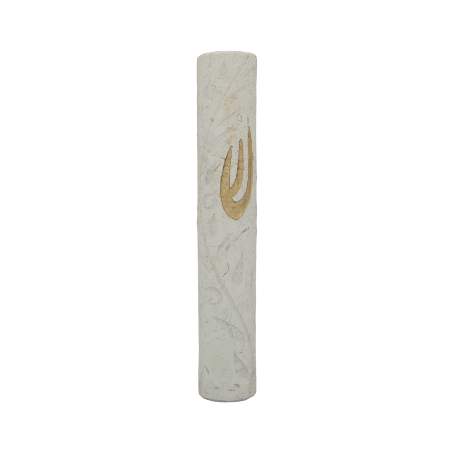 Jerusalem Stone Mezuzah with Shin - Floral motive