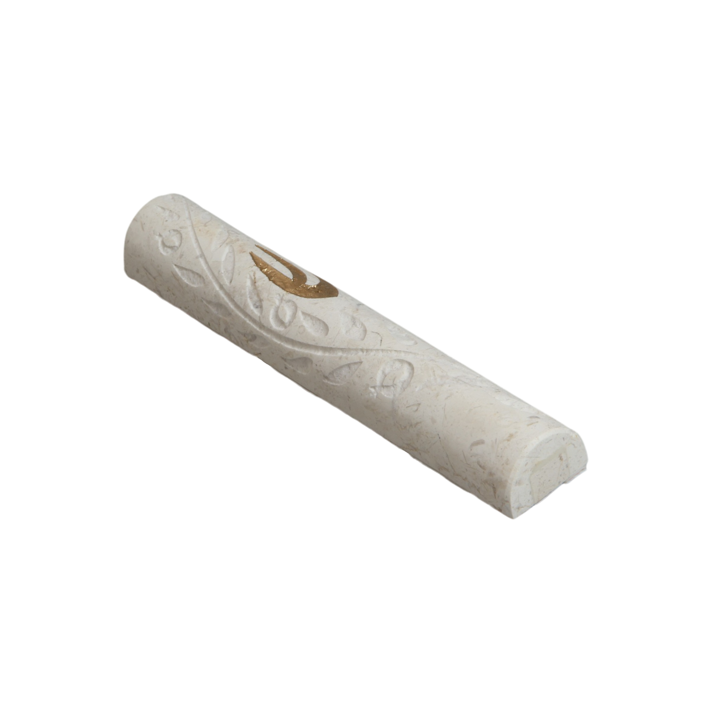 Jerusalem Stone Mezuzah with Shin - Floral motive