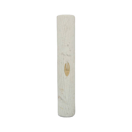 Jerusalem Stone Mezuzah with Shin - Vertical Stripes
