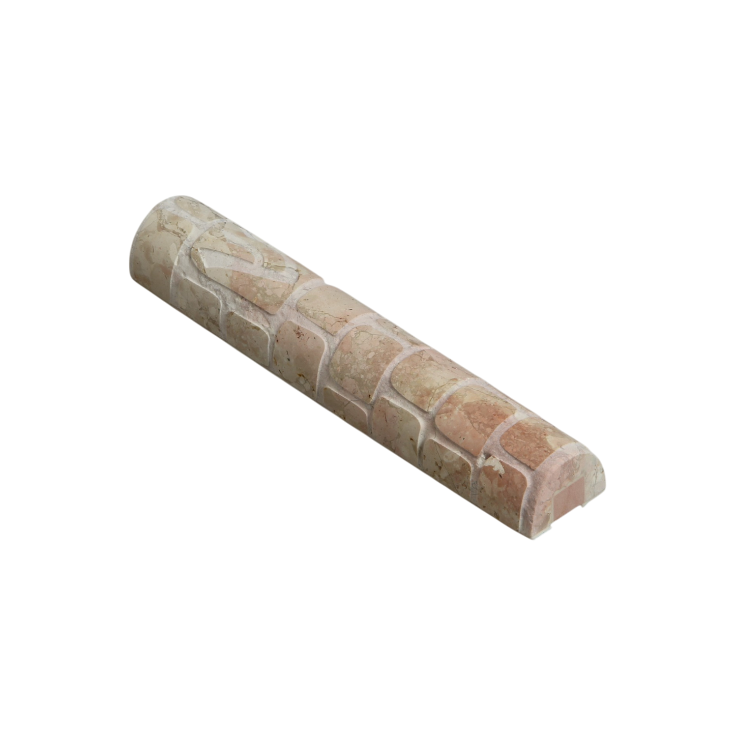 Jerusalem Stone Mezuzah with Shin - Sandy Pink
