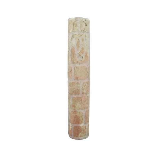Jerusalem Stone Mezuzah with Shin - Sandy Pink