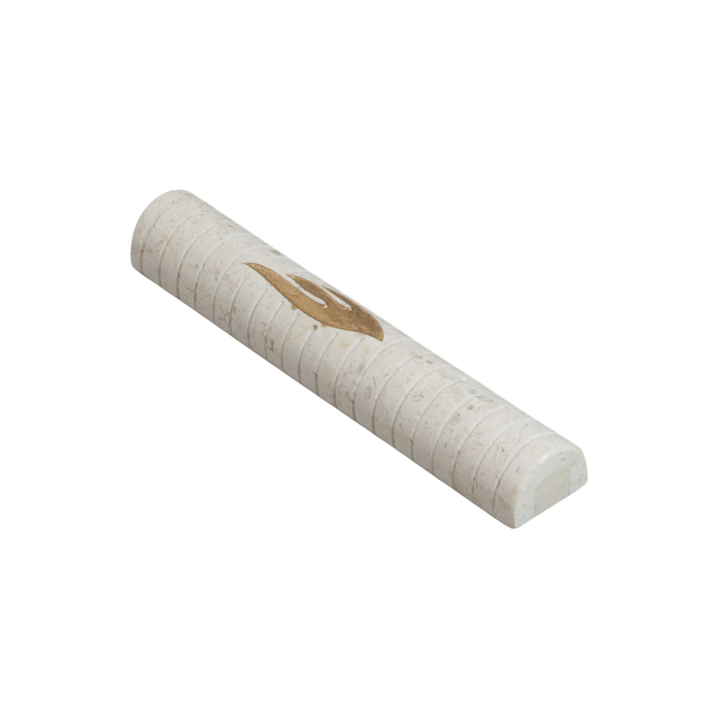 Jerusalem Stone Mezuzah with Shin - Horizontal Stripes