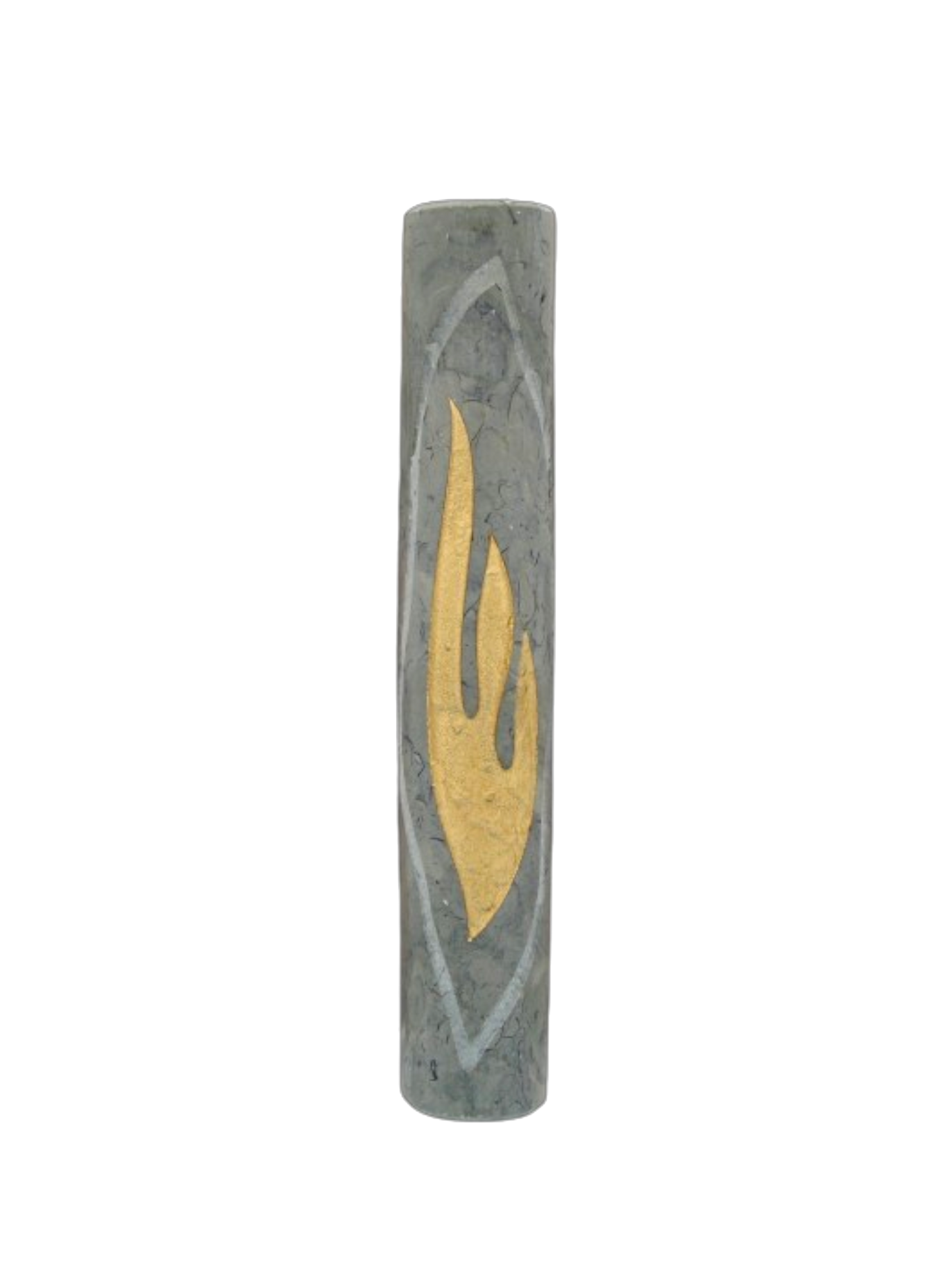 Jerusalem Stone Mezuzah - Grey Fire Shin