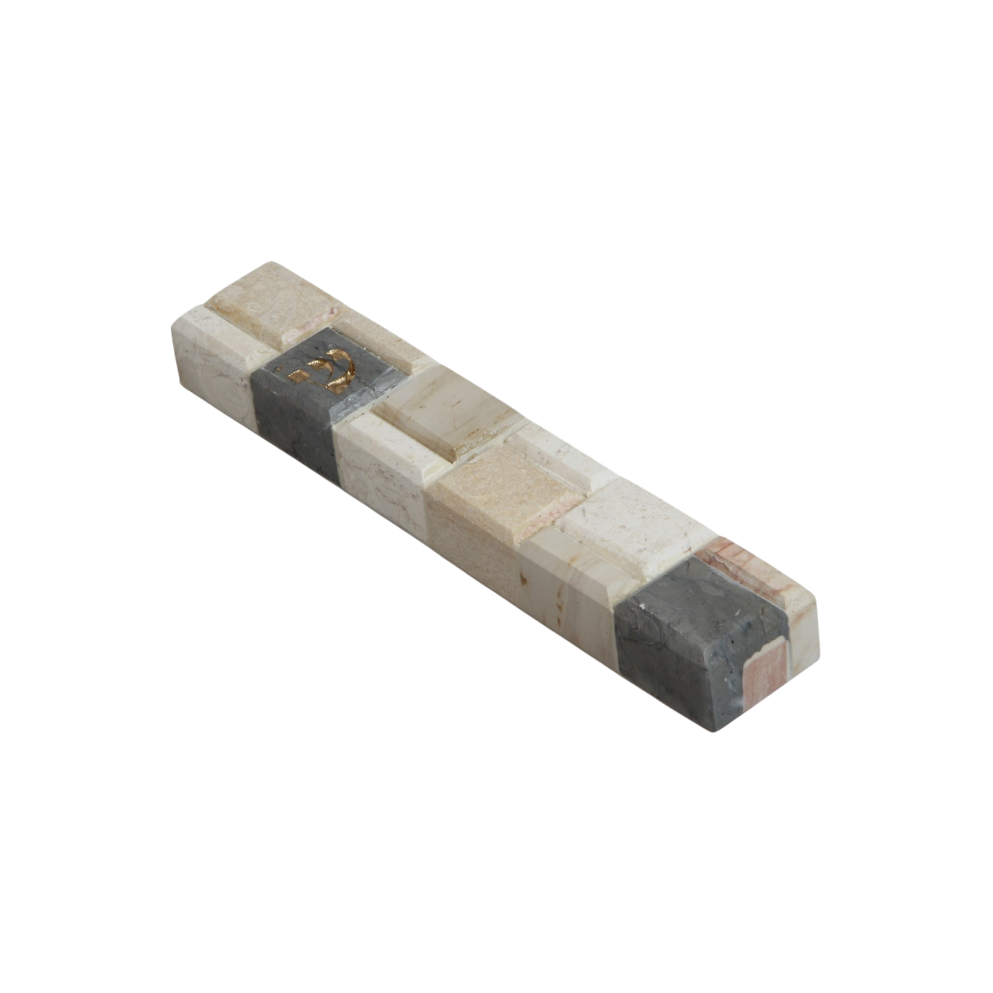 Jerusalem Stone Mezuzah with Shin - Multicoloured