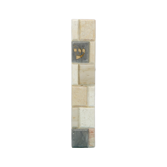 Jerusalem Stone Mezuzah with Shin - Multicoloured
