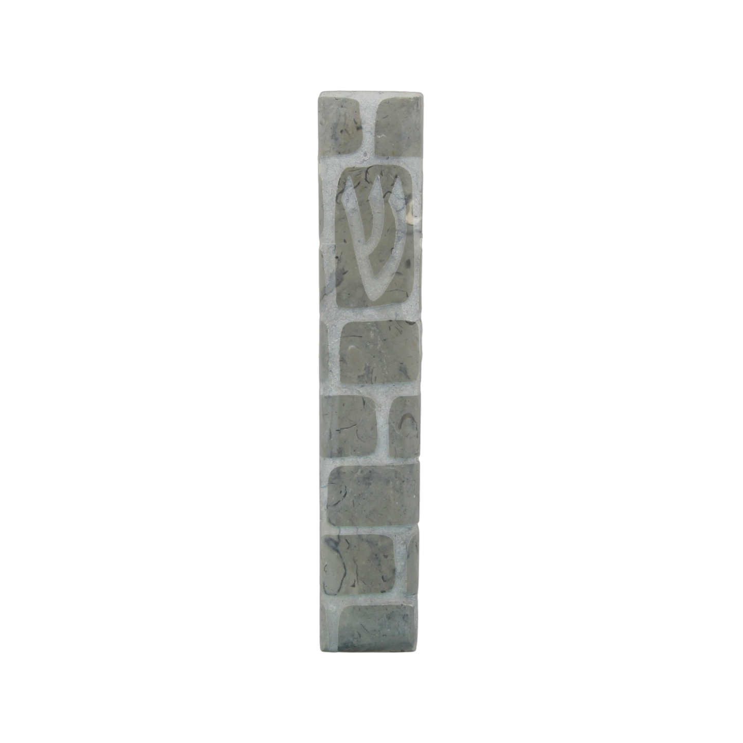 Jerusalem Stone Mezuzah with Shin - Grey