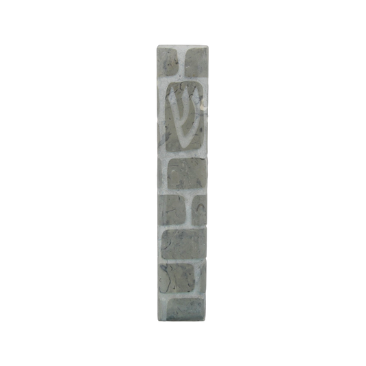 Jerusalem Stone Mezuzah with Shin - Grey