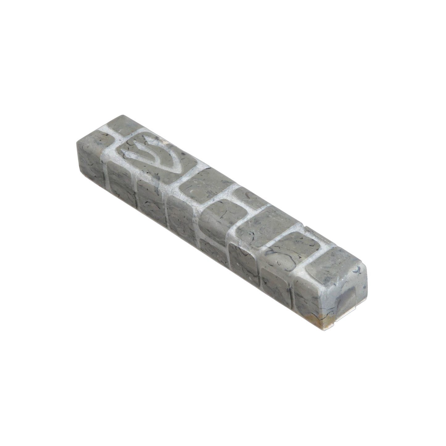 Jerusalem Stone Mezuzah with Shin - Grey
