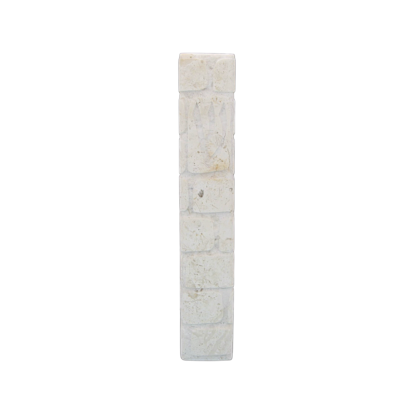 Jerusalem Stone Mezuzah with Shin - White