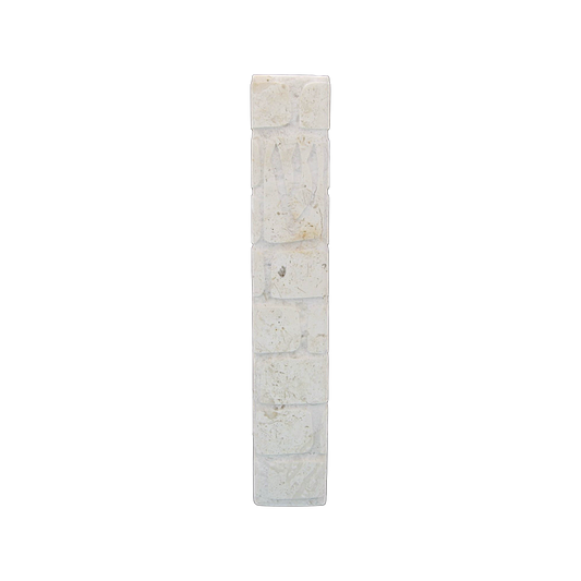 Jerusalem Stone Mezuzah with Shin - White