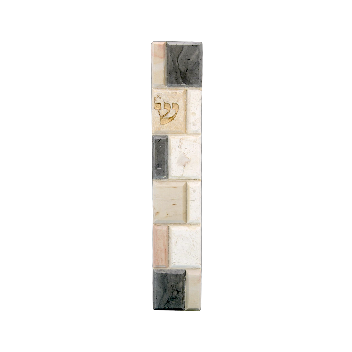 Jerusalem Stone Mezuzah with Shin - Multicoloured