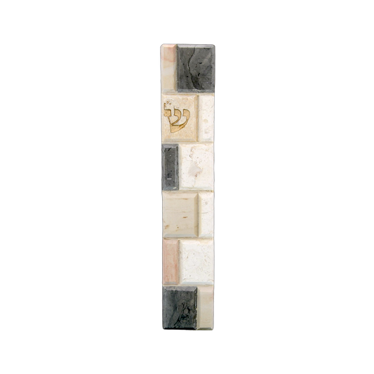 Jerusalem Stone Mezuzah with Shin - Multicoloured