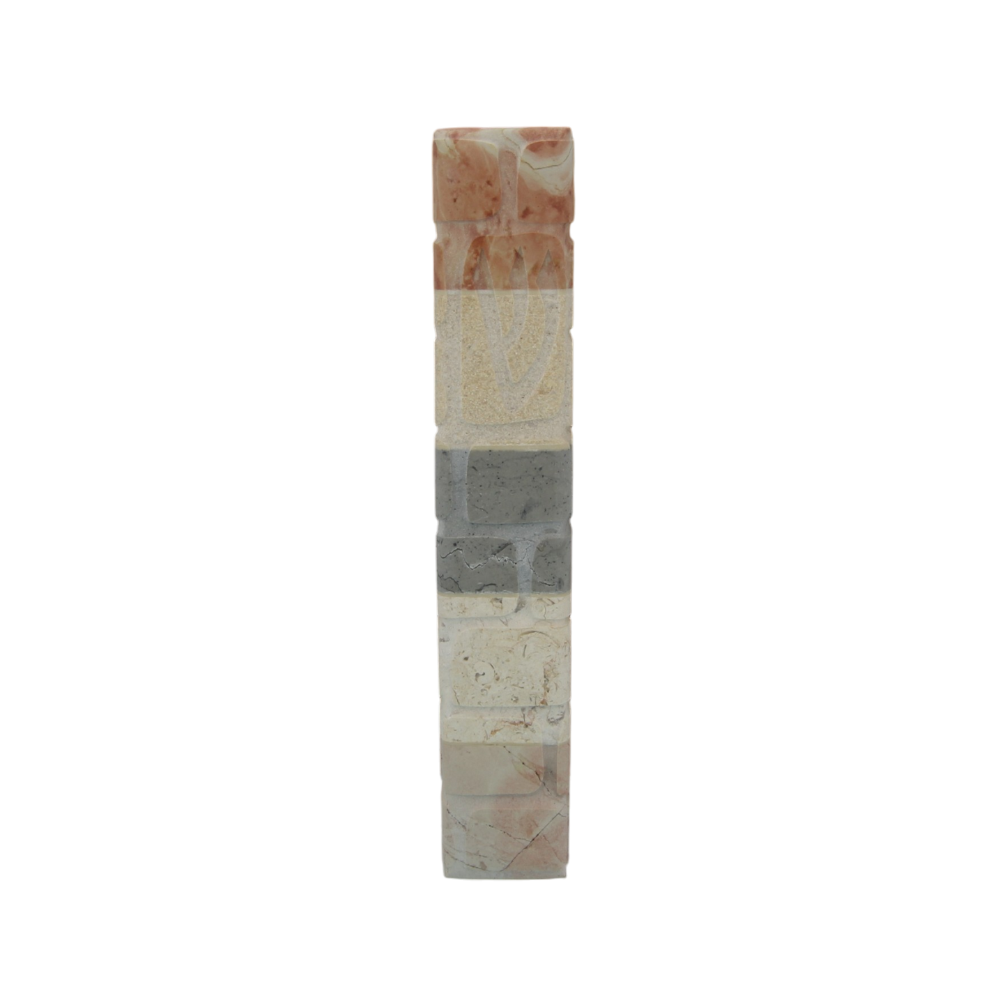 Jerusalem Stone Mezuzah with Shin - Multicoloured