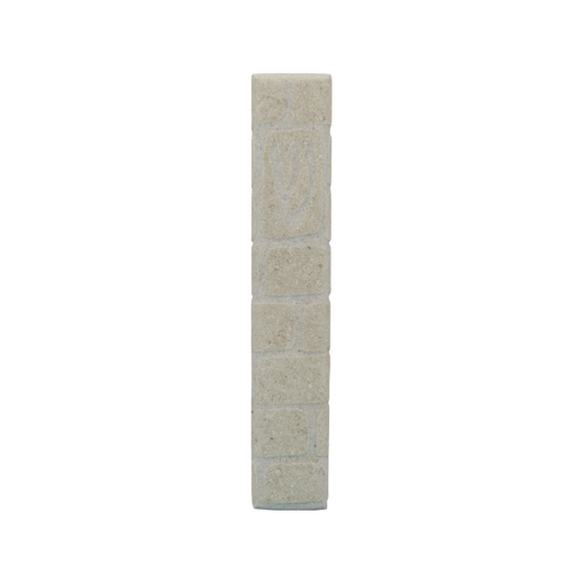 Jerusalem Stone Mezuzah with Shin - Beige