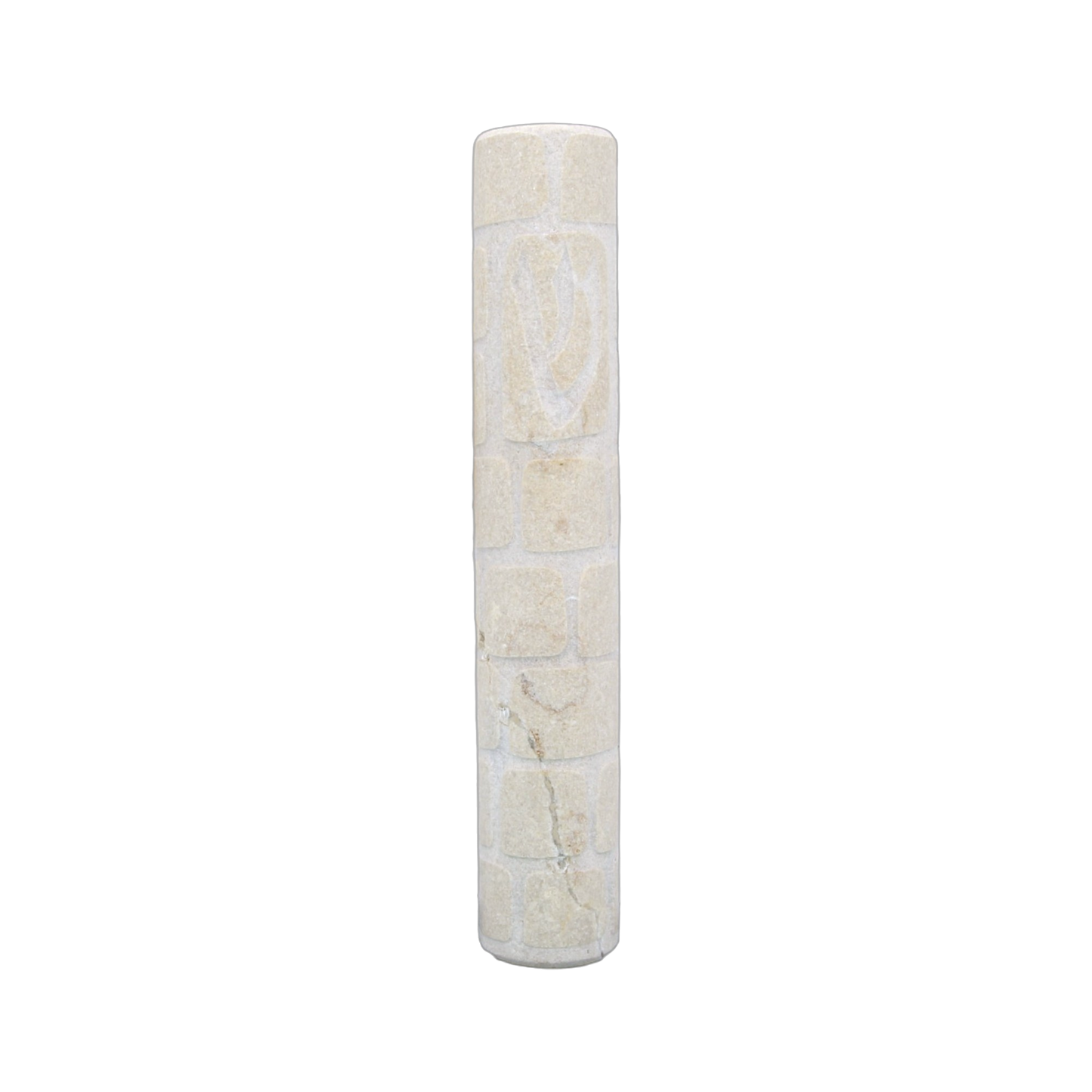 Jerusalem Stone Mezuzah with Shin - Creamy