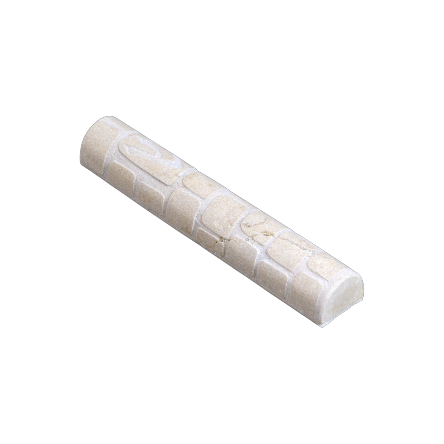 Jerusalem Stone Mezuzah with Shin - Creamy