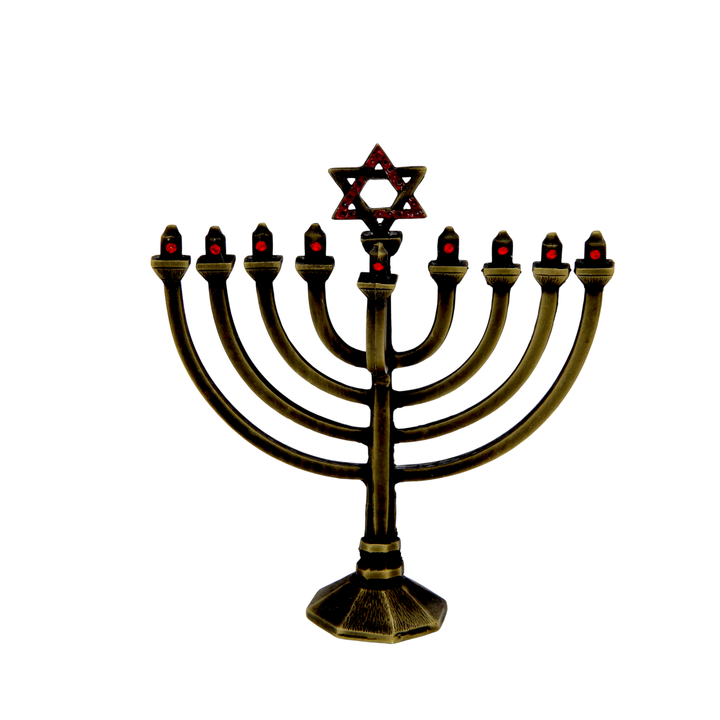 Crystal Mini-Chanukiah - Old Brass - Light Siam